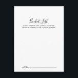 Enkla, minimalistiskt Bröllop-kort för spärrlista Vykort<br><div class="desc">Dessa enkla minimalistiska bröllop-hakerkort är perfekten för en modern bröllopsmottagning eller möhippa. Den enkla och elegant designen har skript av typen klassisk och finare i svartvitt. Ändra ordalydelsen till kostym vid alla livshändelser. Bucketlistskylten säljs separat.</div>