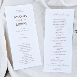 Enkla, minimalistiskt Brown Elegant bröllop-progra