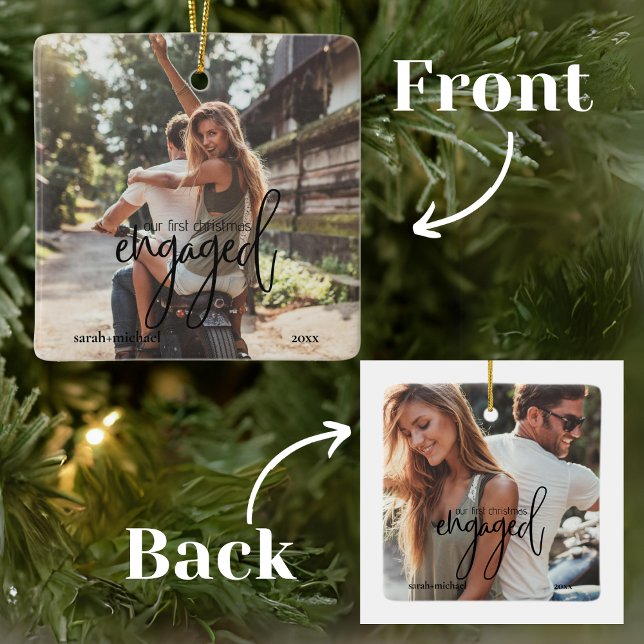 Enkla moderna 2 foton vår första julklapp julgransprydnad keramik (Skapare uppladdad)