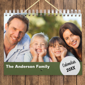 Enkla Moderna Anpassade Familjefoton Personliga Kalender