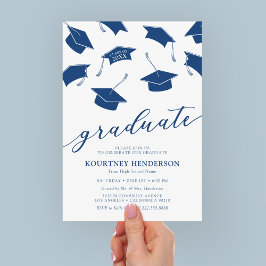 Enkla Moderna Blå Examen Invitationer Inbjudningar