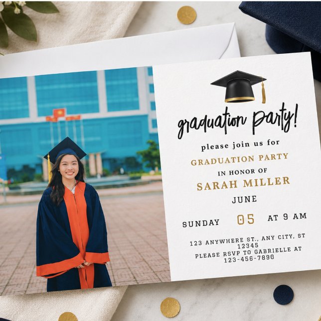 Enkla Moderna Examen Invitationer Inbjudningar (Simple Modern Graduation Party Invitations)