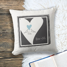 Enkla Moderna Fåglar i Kärlek Ljusblå Hjärtat Kudde