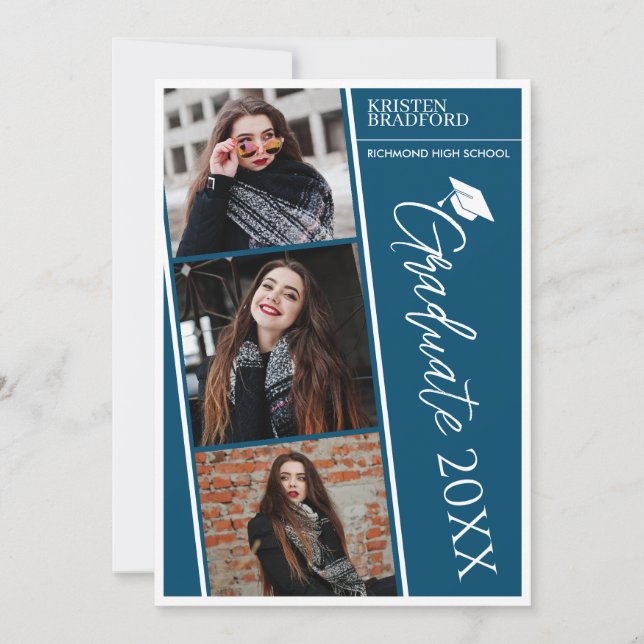 Enkla moderna fotoremsor blå Studenten Meddelande (Framsida)