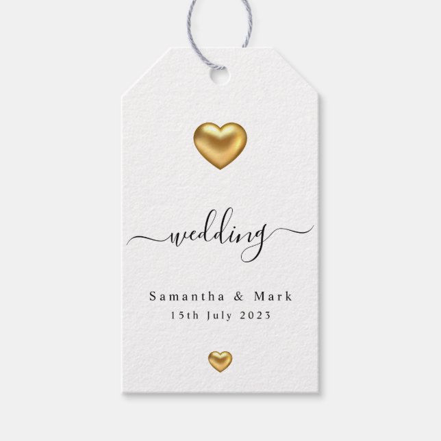 Enkla moderna Guld Heart Bröllop Gift-Märkre Presentetikett (Framsidan)