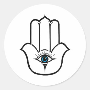 Enkla moderna Hamsa räcker av Fatima Runt Klistermärke