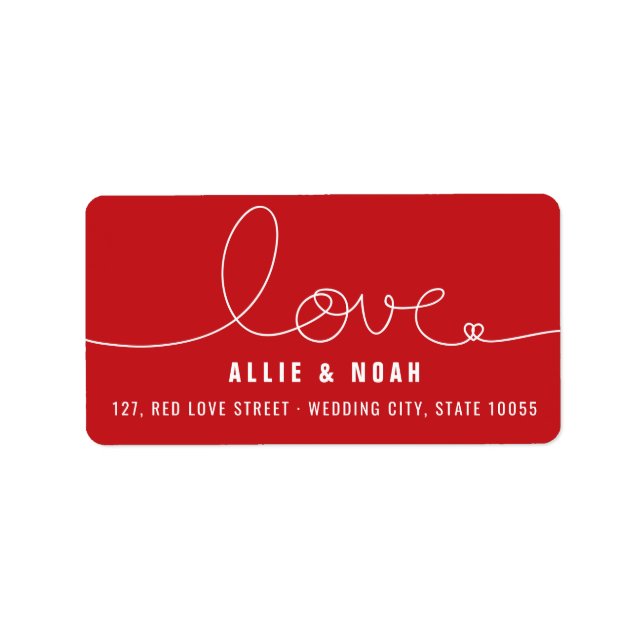 Enkla Moderna Loopy Love Heart Adressetiketter (Framsidan)