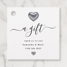 Enkla moderna Märkre för Silver Heart Wedding Gåvor Etiketter
