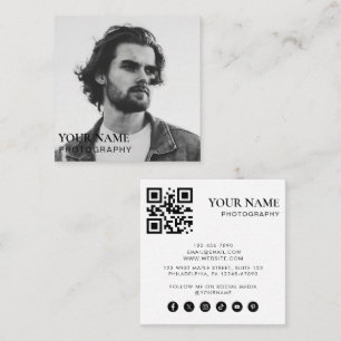 Enkla, moderna, minimala foto-QR-kodmediet Social Fyrkantigt Visitkort