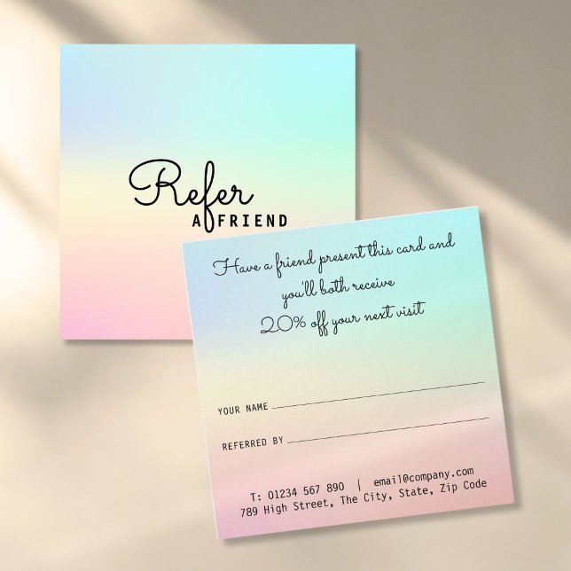 Enkla Moderna Professionella Pastellfärger Rabattkort (Simple Modern Professional Pastel Shades Referral Card)