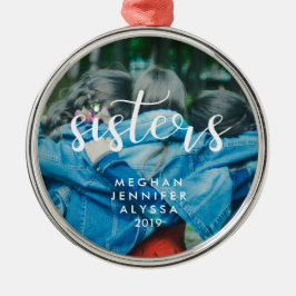 Enkla moderna typografihistoriker med foto julgransprydnad metall