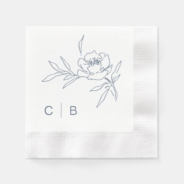 Enkla Monogram Bröllopsservetter Pappersservett (Framsidan)