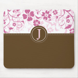 Enkla Monogrammed rosa Mousepad Musmatta