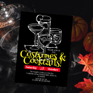 Enkla mörkar och Halloween fest i Cocktail Inbjudningar