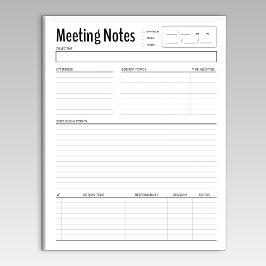 Enkla mötesanteckningar Mall Notepad Anteckningsblock