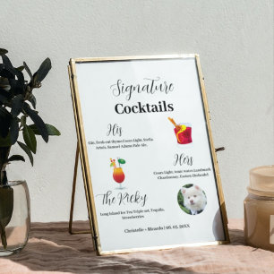Enkla namnteckning cocktails bröllop pub Poster