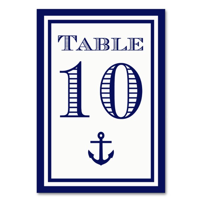 Enkla Navybåga Infattade Förankring Bordskort #10 (Framsidan)
