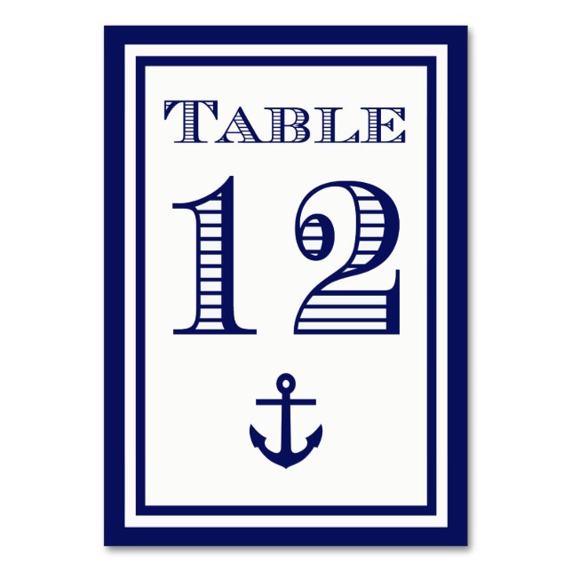 Enkla Navybåga Infattade Förankring Bordskort #12 (Framsidan)