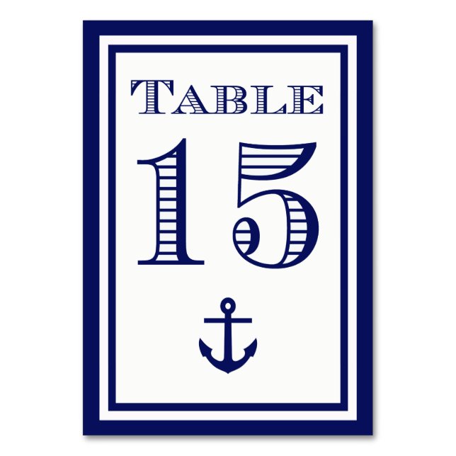 Enkla Navybåga Infattade Förankring Bordskort #15 (Framsidan)