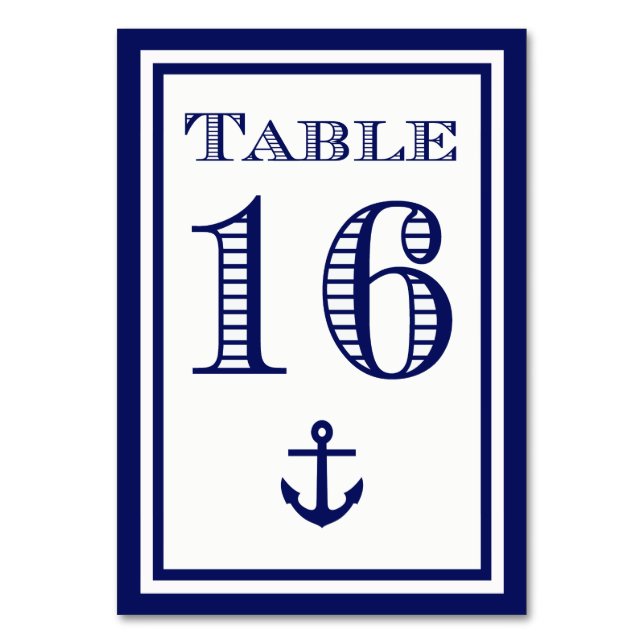 Enkla Navybåga Infattade Förankring Bordskort #16 (Framsidan)