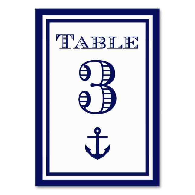 Enkla Navybåga Infattade Förankring Bordskort #3 (Framsidan)
