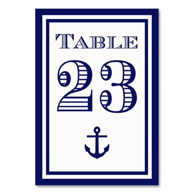 Enkla Navybåga Ramade Ankare Bordskort #23 (Framsidan)