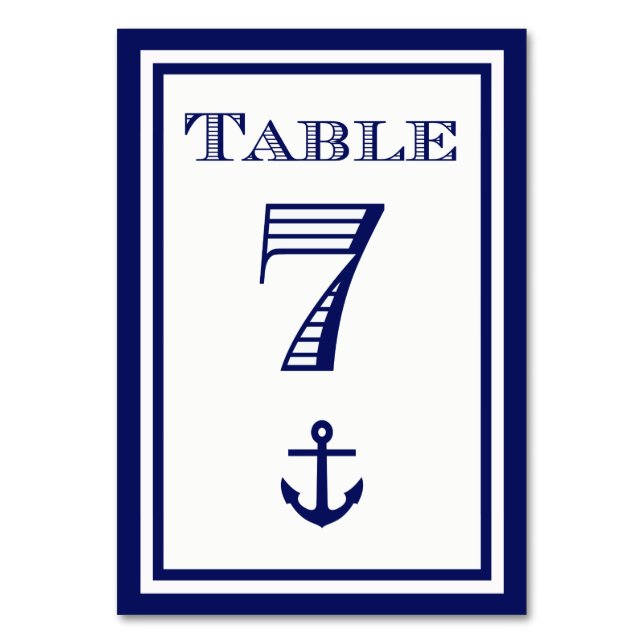 Enkla Navybula Inramade Ankare Bordskort #7 (Framsidan)