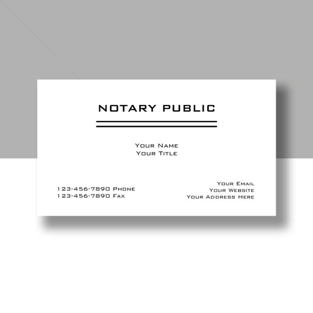 Enkla Notarius Businesskort Visitkort (Skapare uppladdad)