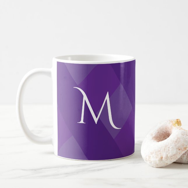 Enkla Nyanser av Lila Enkel Initial Söt Kaffemugg (Med munk)