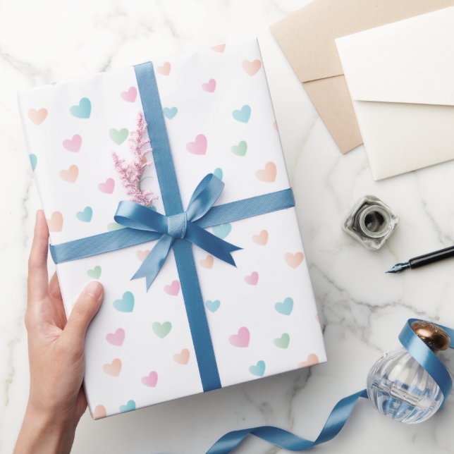 Enkla och söta pastellhjärtan presentpapper (Gifting)