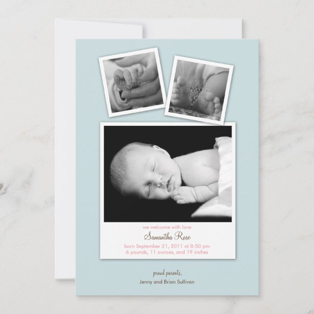 Enkla ögonblicksbilder av Baby födelsemeddelande ( Meddelande (Framsida)