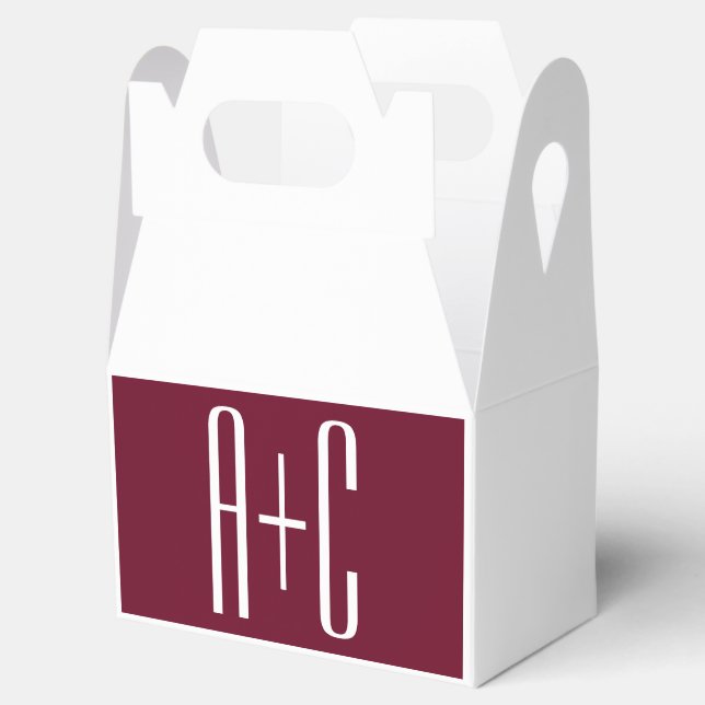 Enkla Parinitialer | Vit & Burgunderröd Presentaskar (Öppnad)