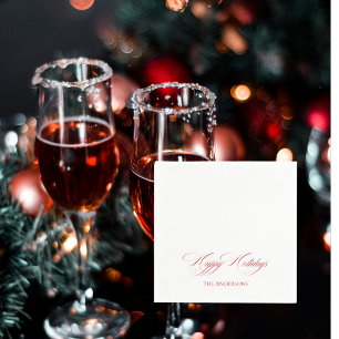 Enkla Personliga God Jul Röda Cocktailservietter Pappersservett