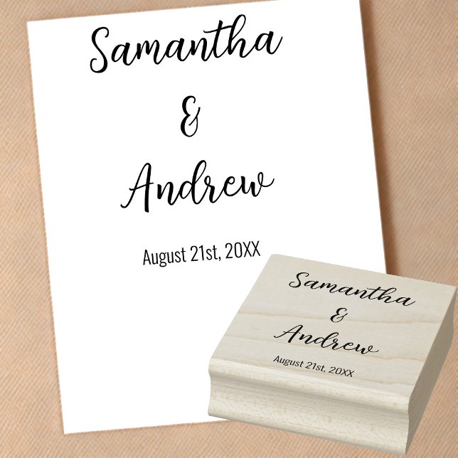 Enkla Personliga Nygifta och Bröllopsdatum Stämpel (Cherished Memories Forever: Personalized wedding stamp with names & date, exuding minimal elegance.)