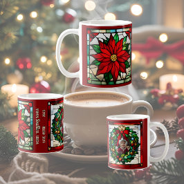 Enkla Poinsettia Falskt Glasmosaik Kaffemugg