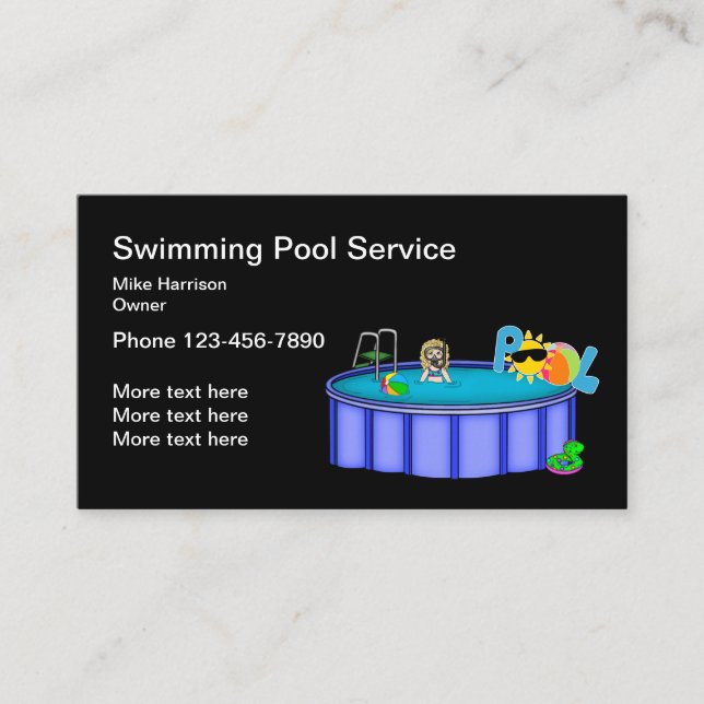 Enkla poolservice visitkort (Framsida)