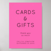 Enkla presenter och kort med Shock rosa-tecken