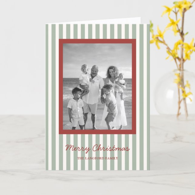 Enkla ränder Foto Modern jul Kort (Gul blomma)