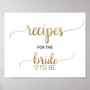 Enkla recept för brudskylt med guld kalligrafi poster