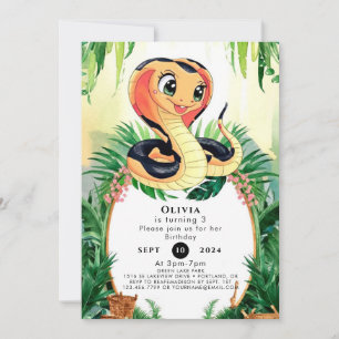 Enkla reptiles Snake Birthday Inbjudningar