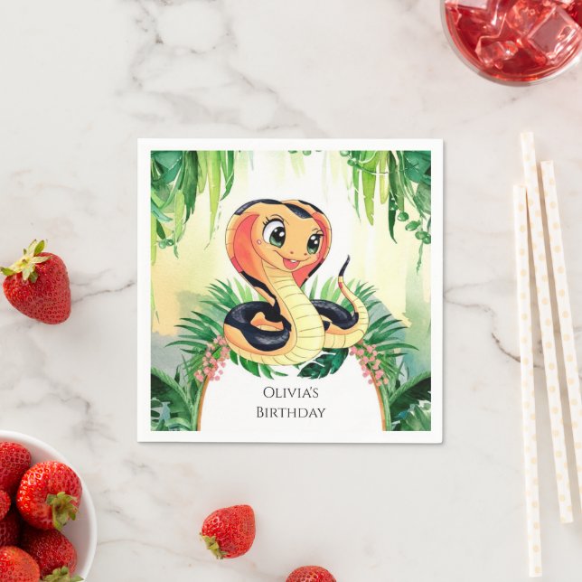 Enkla reptiles Snake Birthday Pappersservett (Insitu)