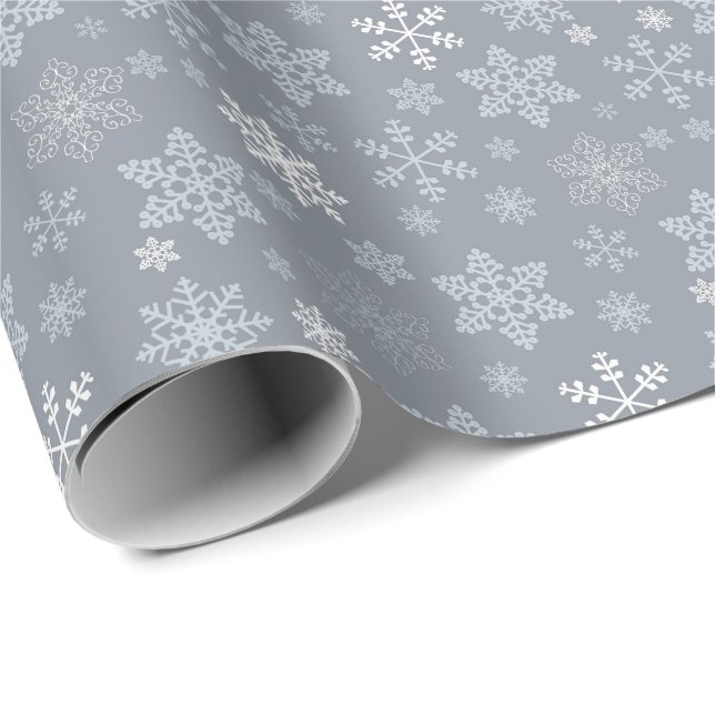 Enkla Retro Snöflingor Jul Presentpapper (Rullad Hörn)