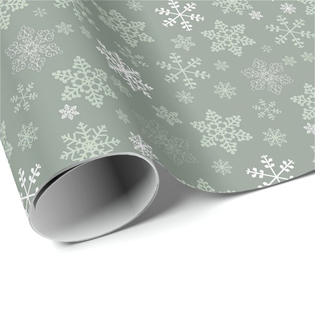 Enkla Retro Snöflingor Jul Presentpapper (Rullad Hörn)