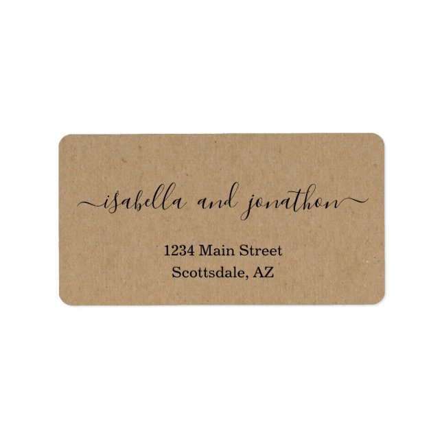 Enkla Returetiketter i Bröllop - Kraft Adressetikett (Framsidan)