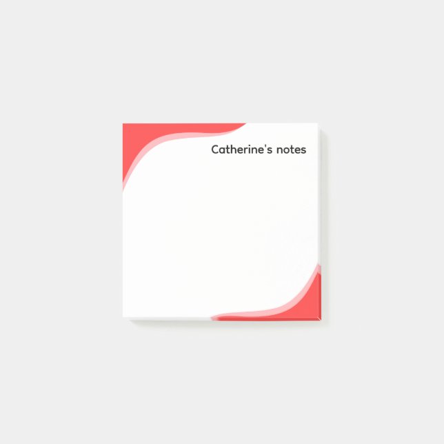 Enkla röda och svarta vågor anpassningsbara post-it block (Framsida)