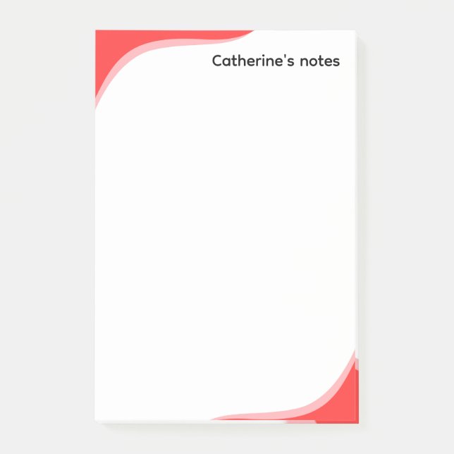 Enkla röda och svarta vågor anpassningsbara post-it block (Framsida)