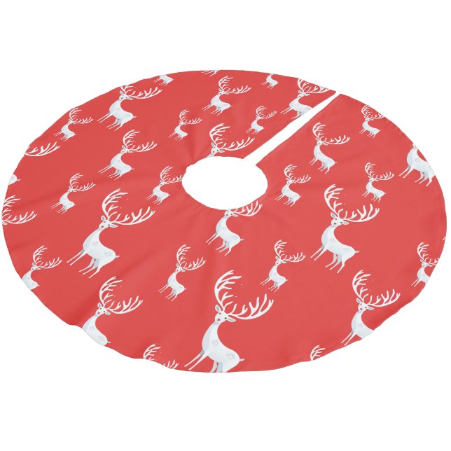 Enkla röda renar jul Xmas Mönster Julgransmatta Borstad Polyester (Vinklad)