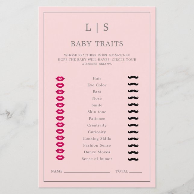 Enkla Rosa Baby Egenskaper Söt Baby Shower Lek (Framsida)