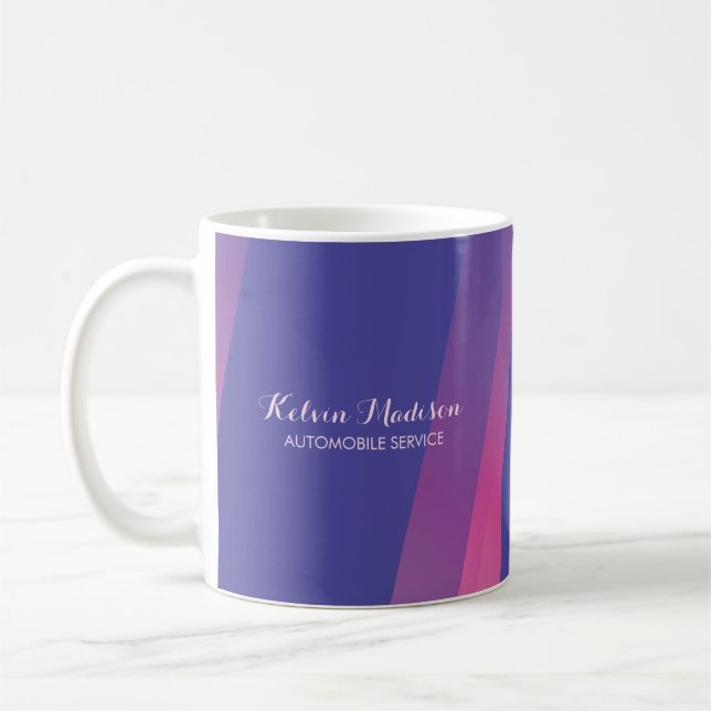 Enkla rosa blå diagonala linjer kaffemugg (Vänster)