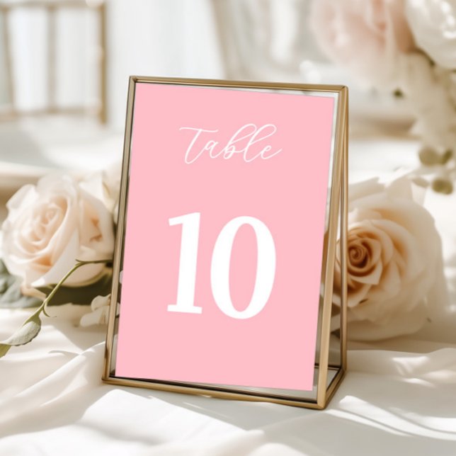 Enkla rosa bordsnummerskyltar bordsnummer (table numbers, pink decor, wedding tables, bridal shower, baptism party, simple minimalist sign)